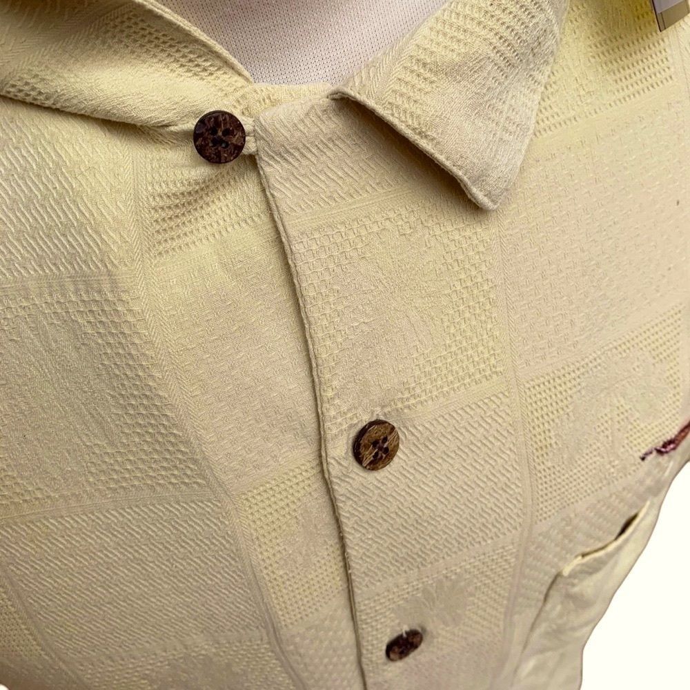 New! Gold Tri-Mountain XL 100% Silk Gold Beachy Tropical Shirt Men’s XL NWT - Picture 5 of 16